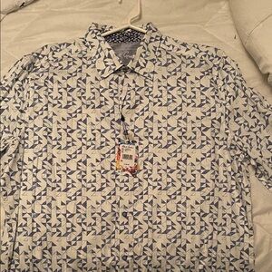 Gant Navy and White Geometric Men's Shirt